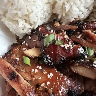 Another close-up of the chard teriyaki chicken the way it  should be and the way I love it.