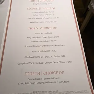 Restaurant week menu $45