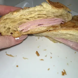 Ham and cheese croissant.