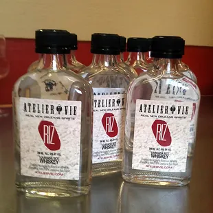 RIZ, Louisiana Rice Whiskey, available in 200ml flasks at the distillery during our Weekend Bottle Sales Hours. $20