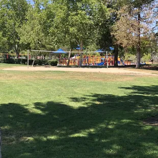 Baseball field, children's playground in rear