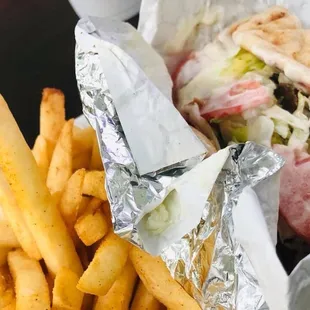 a sandwich and french fries