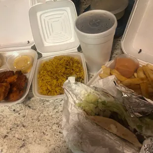 Lamb Gyro Sandwich Meal Rice Chicken Tenders