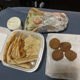 Greek Gyro, Hummus and Falafel