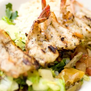 Wild tiger shrimp on a skewer grilled to perfection