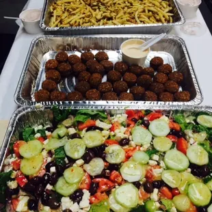 Garlic Fries, Crunchy Falafel, and Delicious Athena Salad
