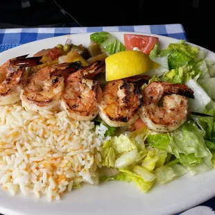 Shrimp souvlaki