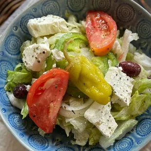 Greek restaurant - Greek salad. Vegetarian, vegan options
