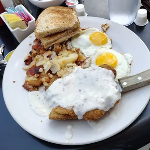 CFS plus taters, eggs, and toast
