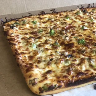 Half sheet pizza available anytime