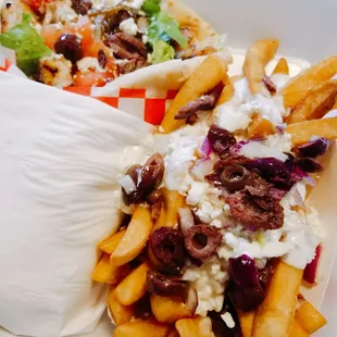 Greek Fries and Garlic Chicken Gyro. SO much food!