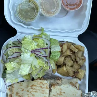 Chicken Gyro Melt, Greek Lemon Potatoes, and Side Mini Salad