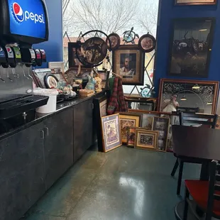 Beverage area and small corner with antique style decor for sale