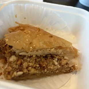 Delicious baklava, and a good portion