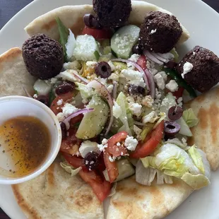 Greek Salad with Falafel.