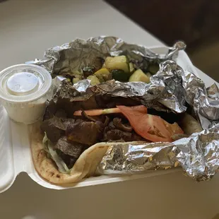 Traditional gyro combo to-go!
