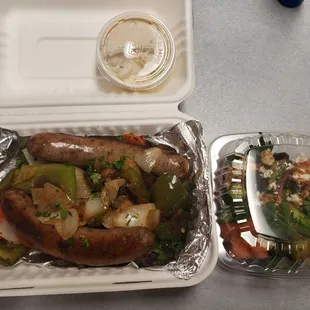 Greek sausage and side salad