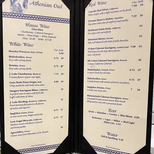 Menu as of December 2022