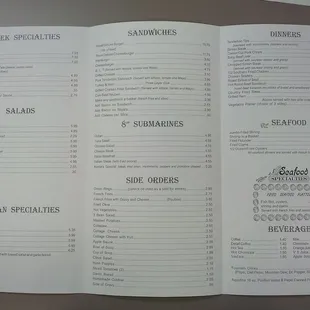 The Athenian Menu - Inside