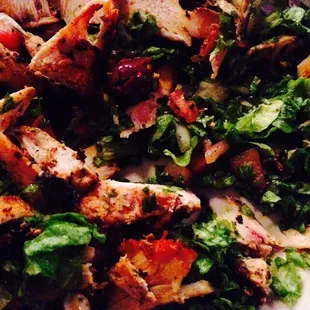 Taboulleh salad with chicken. Or more accurately, chicken with a little bit of chopped lettuce.