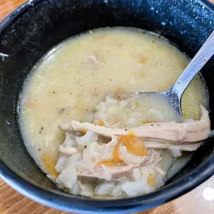 So much protein in this delicious lemon chicken &amp; rice soup