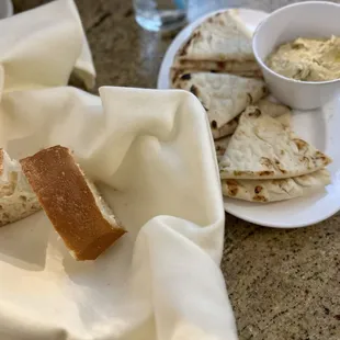 Fresh bread and hummus