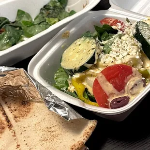 side salad and pita bread