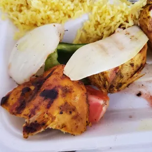 Close-up from my chicken kababs and veggies.