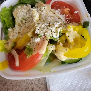 The salad that comes with the platters.