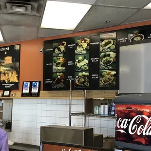 menus on the wall of the restaurant