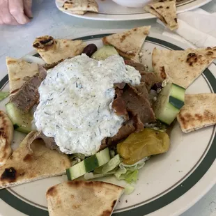Greek salad and hummus