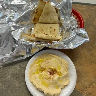 Hummus and fresh hot pita!