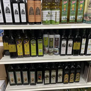 a shelf of olive oil