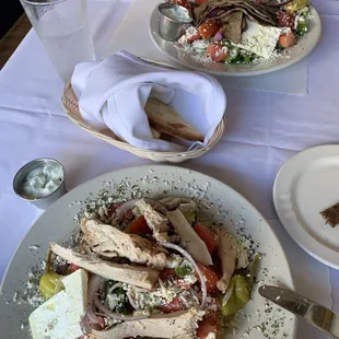 Huge Delicious Salads and complementary pita bread, yum!!!