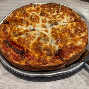 a pizza on a pan