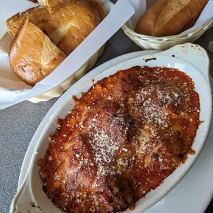 Baked Ravioli with Meatballs in Marinara Sauce