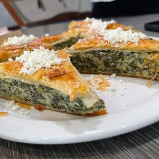 a slice of a spinach pie