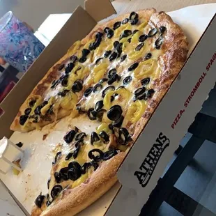 Olive and banana pepper pizza