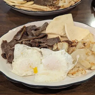 two plates of food on a table