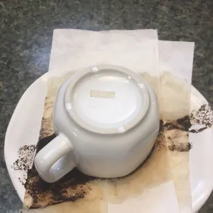 Preparing my cup for a complementary Greek Fortune Telling