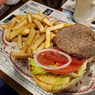 a burger and french fries
