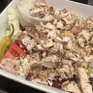 Medium Greek salad with chicken. So good.