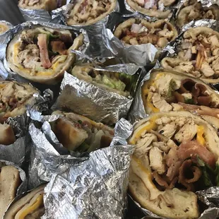 Chicken bacon ranch and chicken shawarma sandwiches