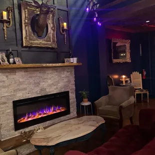 Fireplace and seating