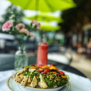 Lunchtime Buddha bowl on the patio
