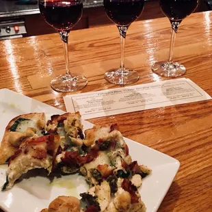 Fireplace Reds and seasonal flatbread