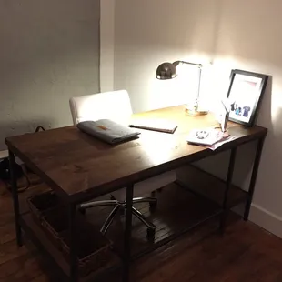 My desk is just one of the many pieces I've purchased at Atico. I adore this local, custom furniture store. Best desk I've ever owned.