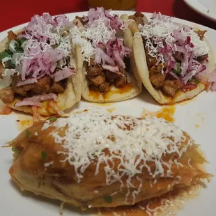 Pork tacos with housemade tortillas.