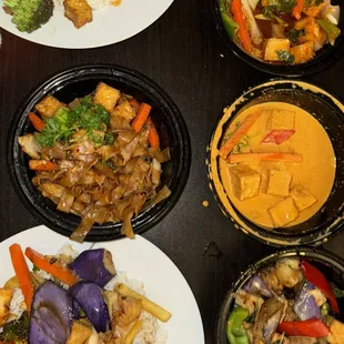 Panang Vegan, Pad See Ew (Gluten Free), Tofu Eggplant (Gluten Free), Red Curry Vegan