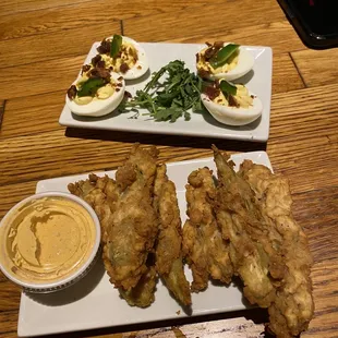 Fried Okra and Deviled Eggs